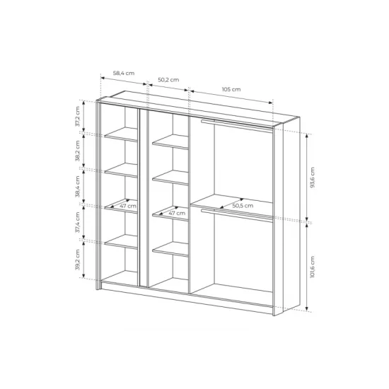 Шкаф для одежды Даст/Dast 4-дверный с зеркалом 4D/220 Бежевый Ш224xВ210 см. 4