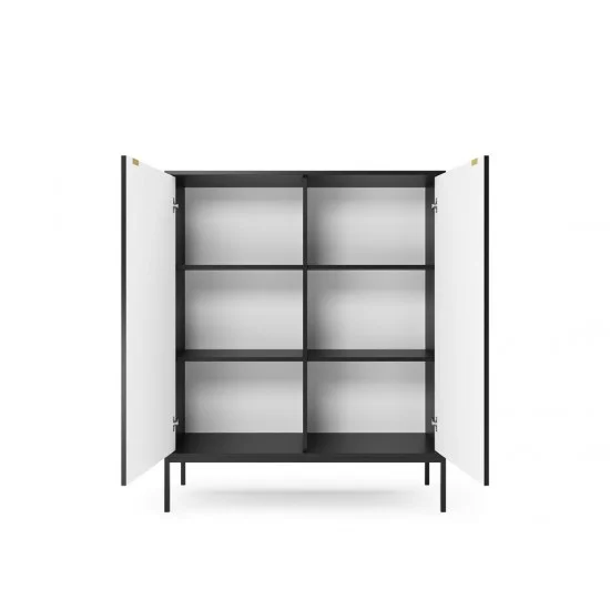 Комод високий Нова / Nova 2-дверний з чорними ніжками K104 Чорний 104х39х125 см. 2