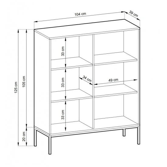 Комод високий Нова / Nova 2-дверний з чорними ніжками K104 Чорний 104х39х125 см. 3