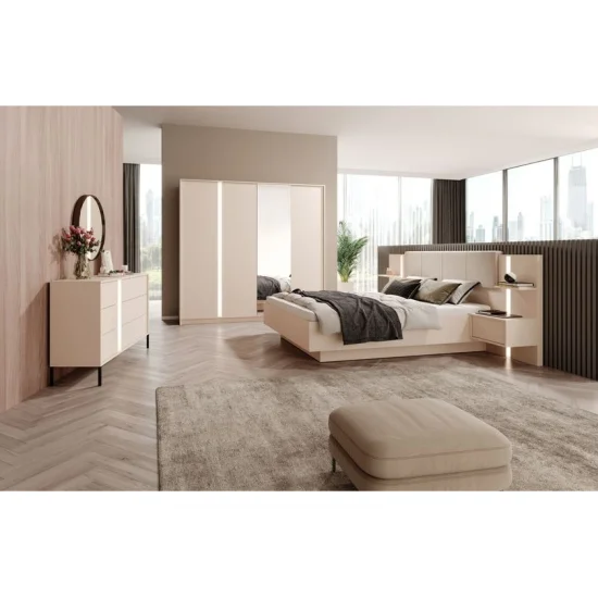 Шкаф для одежды Даст/Dast 4-дверный с зеркалом 4D/220 Бежевый Ш224xВ210 см. 9