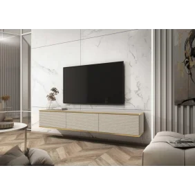 Тумба под телевизор навесная Оро/Oro 3-дверная RTV175 MDF Бежевый Ш175xВ30 см.