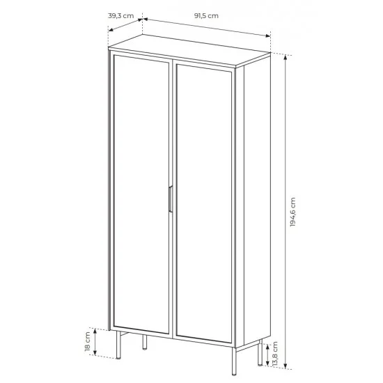 Витрина высокая с подсветкой Луми / Lumi 2D2S/91 2-дверная с 2 ящиками Дуб дунін 3