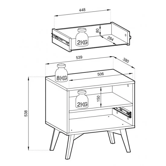 Тумба приліжкова Форест / Forest S54 з 1 шухлядою Евкаліпт/ялиця сканді Ш53хВ53хГ38 см. 3
