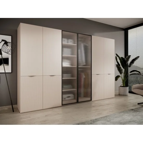 Шафа для одягу Сендбокс / Sandbox FLUTES 2-дверна Беж пісочний 101х49х200 см. 4