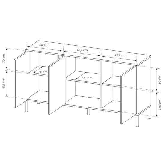 Комод Даст/Dast 3-дверный 3D/153 Бежевый Ш153xВ82 см. 4