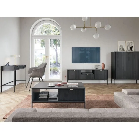 Комод високий Нова / Nova 2-дверний з чорними ніжками K104 Чорний 104х39х125 см. 5