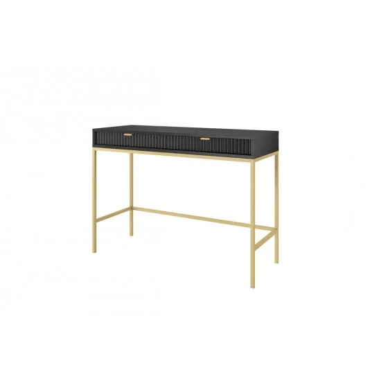 Стол туалетный Нова/Nova с 2 ящиками и золотыми ножками T104 Черный 104х50х77 см. 3