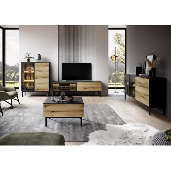 Стол журнальный Ланг/Lang 1S Черный/дуб эвок 80x60x48 см. 5