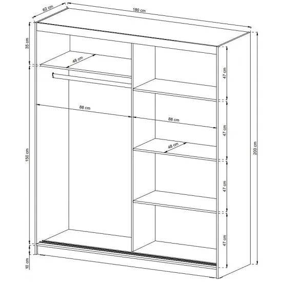 Шафа-купе Мая I Алю / Maja I Alu 180 2-дверна з дзеркалом Графіт 180х62х200 см. 3