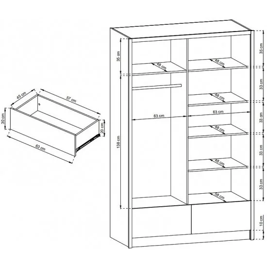 Шафа-купе Арія I / Aria I 130 2-дверна з дзеркалом Білий/білий глянець 134х62х214 см. 4