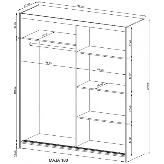 Шафа-купе Мая Алю / Maja Alu 180 2-дверна Білий 180х62х200 см. 3
