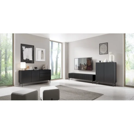 Комод высокий Мути / Muti 2D/98 2-дверный Черный 6