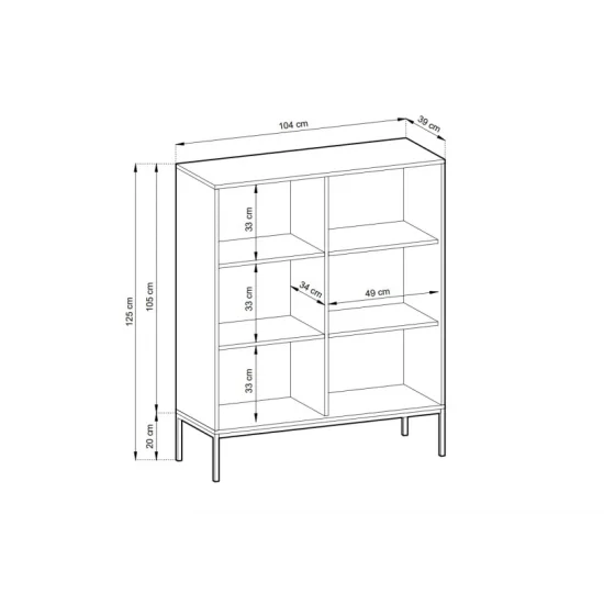 Комод високий Нова / Nova 2-дверний з чорними ніжками K104 Сірий Ш104xВ125 см. 3