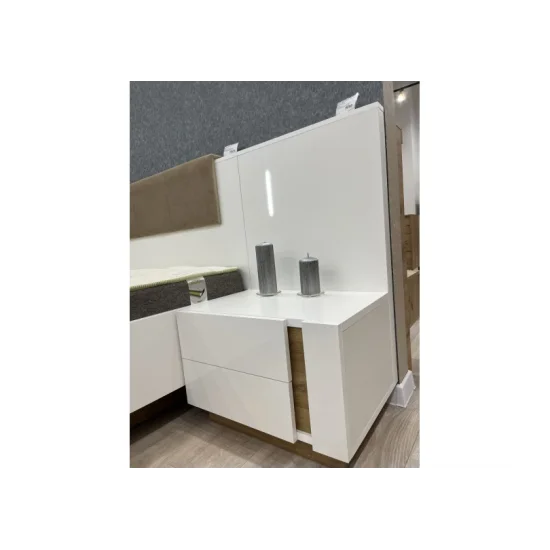 Тумбы прикроватные с подсветкой Арко/Arco с 4 ящиками 2S/60 Белый глянец/дуб грандсон Ш60xВ102 см. 5