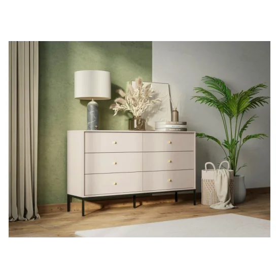 Комод Моно/Mono с 6 ящиками и черными ножками MKS154 Бежевый песочный Ш153xВ91 см. 12