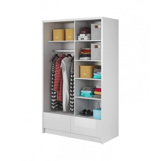 Шафа-купе Арія I / Aria I 130 2-дверна з дзеркалом Білий/білий глянець 134х62х214 см. 2