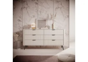 Комод Ланте/Lante с 6 ящиками и черными ножками 6S/163 Беж 163х38х81 см.