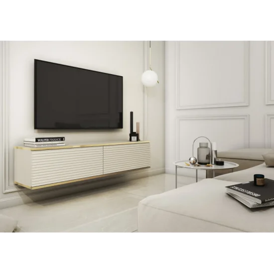 Тумба під телевізор навісна Оро / Oro 2-дверна RTV135 MDF Бежевий Ш135xВ30 см. 1