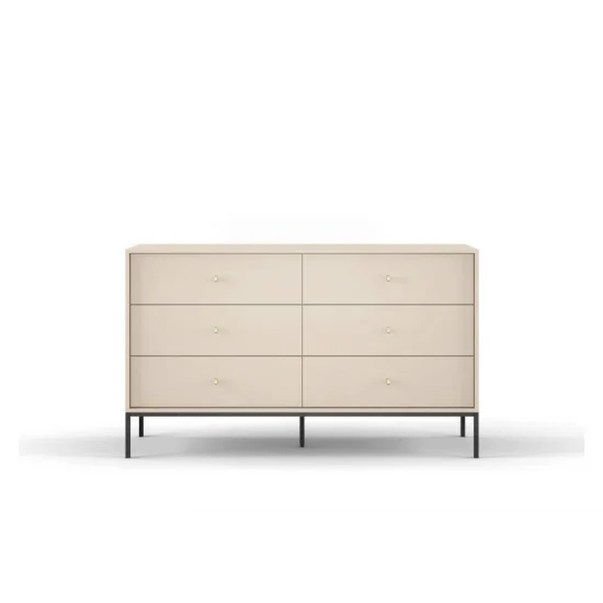 Комод Моно/Mono с 6 ящиками и черными ножками MKS154 Бежевый песочный Ш153xВ91 см. 6