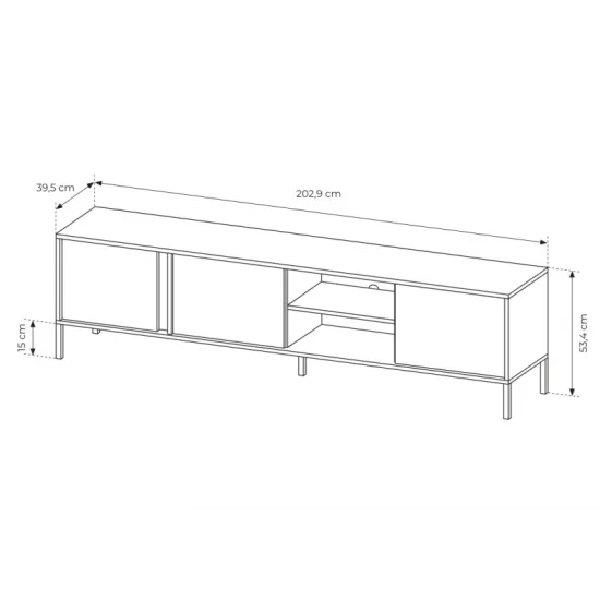 Тумба под телевизор Даст/Dast 3-дверная 3D/203 Бежевый Ш203xВ54 см. 5