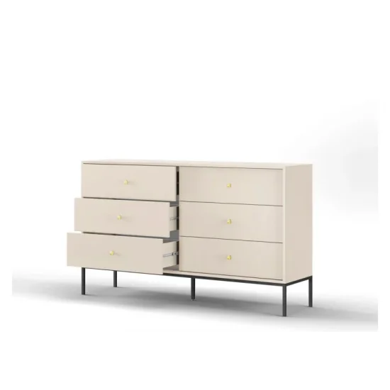 Комод Моно/Mono с 6 ящиками и черными ножками MKS154 Бежевый песочный Ш153xВ91 см. 2