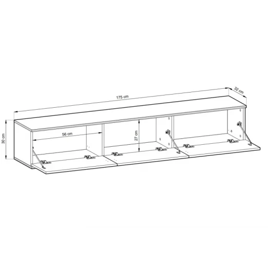 Тумба под телевизор навесная Оро/Oro 3-дверная RTV175 MDF Белый Ш175xВ30 см. 3