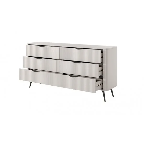 Комод Ланте/Lante с 6 ящиками и черными ножками 6S/163 Беж 163х38х81 см. 2