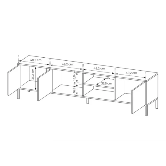 Тумба под телевизор Даст/Dast 3-дверная 3D/203 Бежевый Ш203xВ54 см. 4
