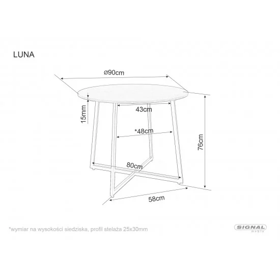 Стол обеденный LUNA Белый Эффект Мрамора / Черный Диаметр 90 LUNABMAC 2