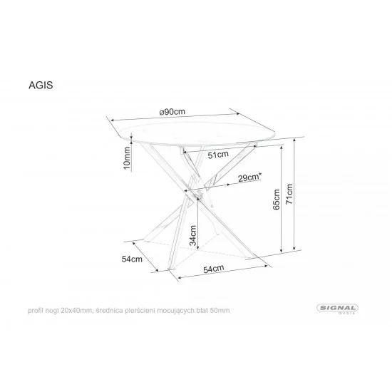 Стол обеденный AGIS Прозрачный / Черный мат Диаметр 90 AGISC 9