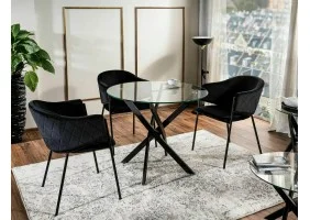 Стол обеденный AGIS Прозрачный / Черный мат Диаметр 90 AGISC