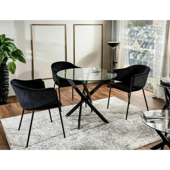 Стол обеденный AGIS Прозрачный / Черный мат Диаметр 90 AGISC 1