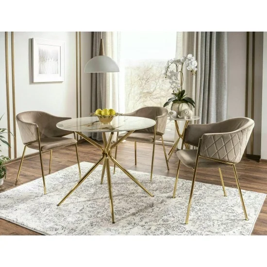 Стол обеденный AZALIA CERAMIC Белый / Золотой Диаметр 90 2