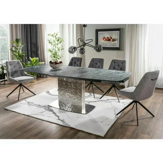 Стіл обідній розкладний MONCLER CERAMIC Морський Verde Alpi / Чорний мат (160-240)X90 2