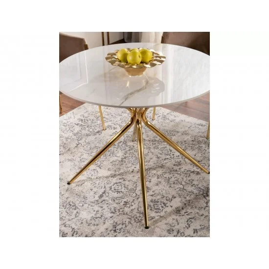 Стол обеденный AZALIA CERAMIC Белый / Золотой Диаметр 90 3