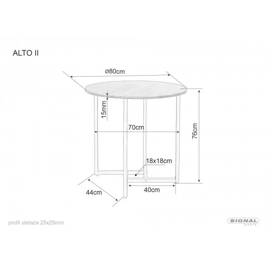 Стол обеденный ALTO II Дуб / Черный Диаметр 80 ALTOIIDC80 2