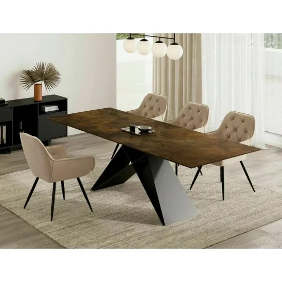 Стол обеденный раскладной WESTIN CERAMIC Бронзовый Ossido Bruno / Черный мат (160-240)X90 WESTINBROC160 2