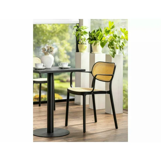 Стул пластиковый садовый BALI II Черный / Эффект Ротанга BALIIICK 5