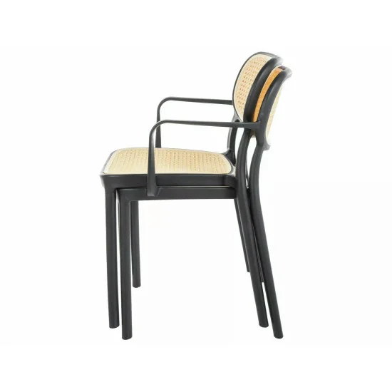Стул пластиковый садовый BALI II Черный / Эффект Ротанга BALIIICK 4