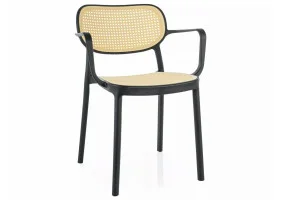 Стул пластиковый садовый BALI II Черный / Эффект Ротанга BALIIICK