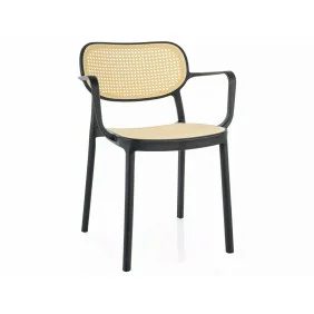 Стул пластиковый садовый BALI II Черный / Эффект Ротанга BALIIICK