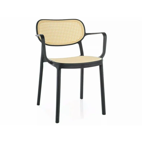 Стул пластиковый садовый BALI II Черный / Эффект Ротанга BALIIICK 1