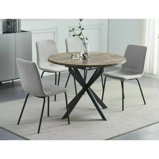 Стол обеденный раскладной GASTON Орех Винтаж / Черный мат Диаметр 100(135)X100 GASTONOVC100 5