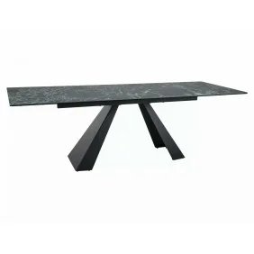 Стол обеденный раскладной SALVADORE CERAMIC Морской Verde Alpi / Черный мат (160-240)X90 SALVADORETVC160