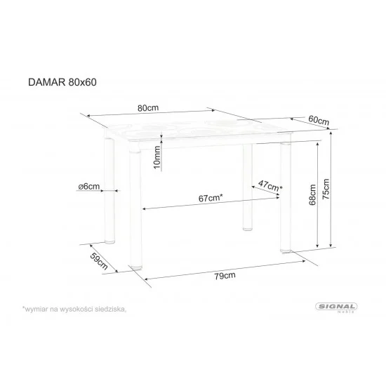 Стол обеденный DAMAR Белый Эффект Мрамора / Черный мат 80X60 DAMARBC80 5
