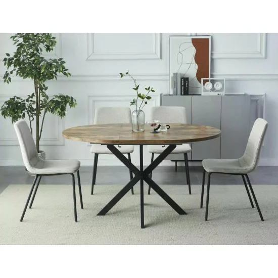 Стол обеденный раскладной GASTON Орех Винтаж / Черный мат Диаметр 100(135)X100 GASTONOVC100 2