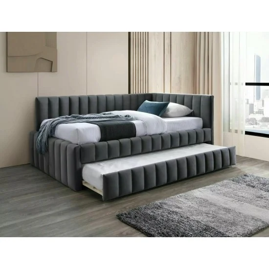 Ліжко односпальне ALFIE VELVET 120X200 Сірий BLUVEL 14 ALFIEV120SZ 3