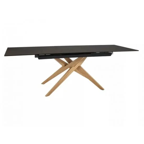 Стіл обідній розкладний LORETO CERAMIC Бронзовий Ossido Bruno / Дуб Діаметр 180(230)X90 LORETOBROD180 1