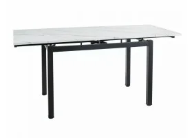 Стіл обідній розкладний GD-017 Білий Ефект Мармуру / Чорний мат 110(170)X74 GD017BC110