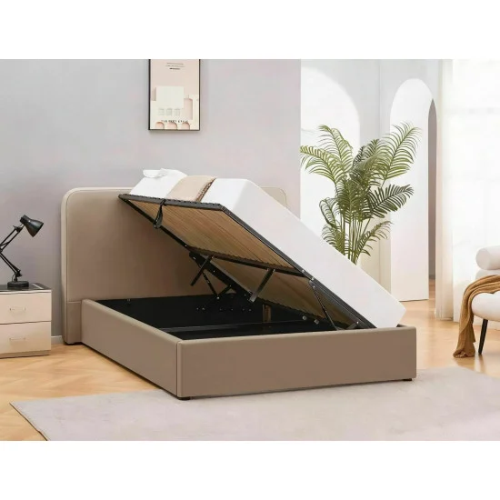 Кровать двухспальная мягкая Lumia Velvet 160×200 Темно-бежевая велюр Bluvel 2